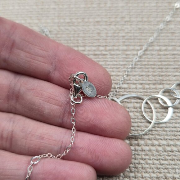20 Inch Sterling Silver Interlocking Circles Chain Necklace A6372 - Picture 4 of 6